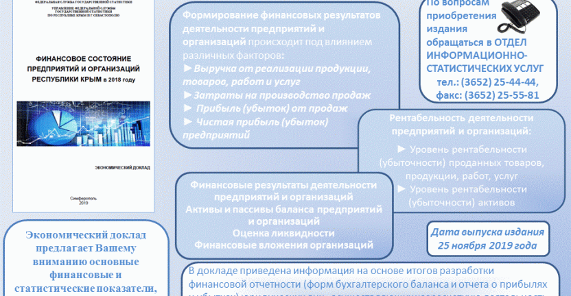 Рекламный буклет экономического доклада "Финансовое состояние предприятий и организаций Республики Крым в 2018 году"