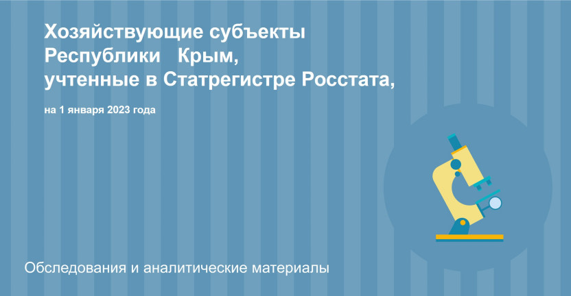 Хозяйствующие субъекты Республики   Крым, учтенные в Статрегистре Росстата на 1 января 2023 года